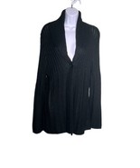 Chico&#39;s Size 1 US Medium 8 Black Wool Acrylic Blend Sweater Cardigan - £17.00 GBP
