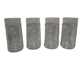 4 English Breakfast Corelle Tumblers Glasses, Clear 5 3/4&quot; tall x 2 1/2&quot; Roses - £8.92 GBP