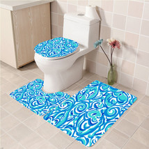 3Pcs/set Indigo Chasing Tail Lilly Pulitzer Bathroom Toliet Mat Set Anti... - £26.19 GBP+