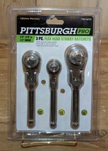 3 pc Flex Head Stubby Ratchets Socket Wrench Swivel Tool Set 1/4&quot; 3/8&quot; 1/2&quot; - $20.56