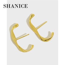 SHANICE Unique 925 Silver Stud Earrings For Women Girls Niche Simple C-Shaped Mo - £15.36 GBP