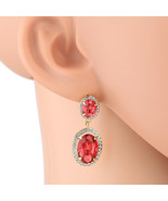 Dangling Faux Ruby &amp; Sparkling Crystal Drop Earrings - $36.99