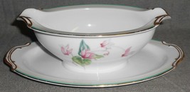 1950s Noritake CYCLAMEN PATTERN Gravy Boat w/Attached Underplate JAPAN - $23.75