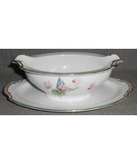 1950s Noritake CYCLAMEN PATTERN Gravy Boat w/Attached Underplate JAPAN - £18.61 GBP