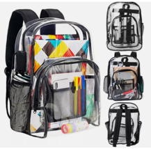 mommore Heavy Duty Clear Backpack Durable See Through Bookbags for Schoo... - $11.76