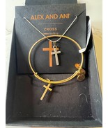 Alex and Ani Cross Bangle &amp; Cross Necklace NWT CIB Description Card (AAB... - $29.98