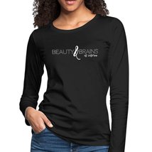 Womens Shirts, Beauty And Brains Et Cetera White Graphic Text Long Sleeve Tee - £19.74 GBP