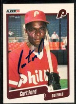 Curt Ford Signed Autographed 1990 Fleer Baseball Card - Philadelphia Phillies - £2.84 GBP