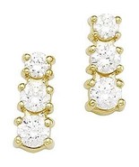 14K Yellow Gold Cubic Zirconia 3-Stone Earrings - $531.07 CAD