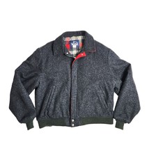 Vintage Woolrich Wool Dark Grey Bomber Hunting Jacket Plaid Coat USA Siz... - £63.12 GBP