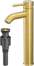 Voton Brushed Gold Tall Bathroom Faucet, Single Handle Bathroom Vessel Sink - £46.35 GBP