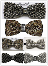 Deluxe Glitter Crystal Rhinestone Pre-tied Tuxedo Bow tie Wedding Prom P... - £19.11 GBP