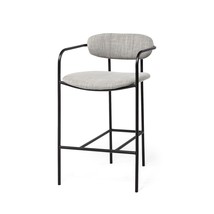 27 Inch Gray And Black Upholstered And Metal Counter Height Bar Chair - $10,662.43 MXN