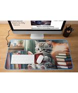 Cute Cat Bookreading Desk Mat, Cat Lover Gift, Office Decor, Home Worksp... - $40.71 CAD