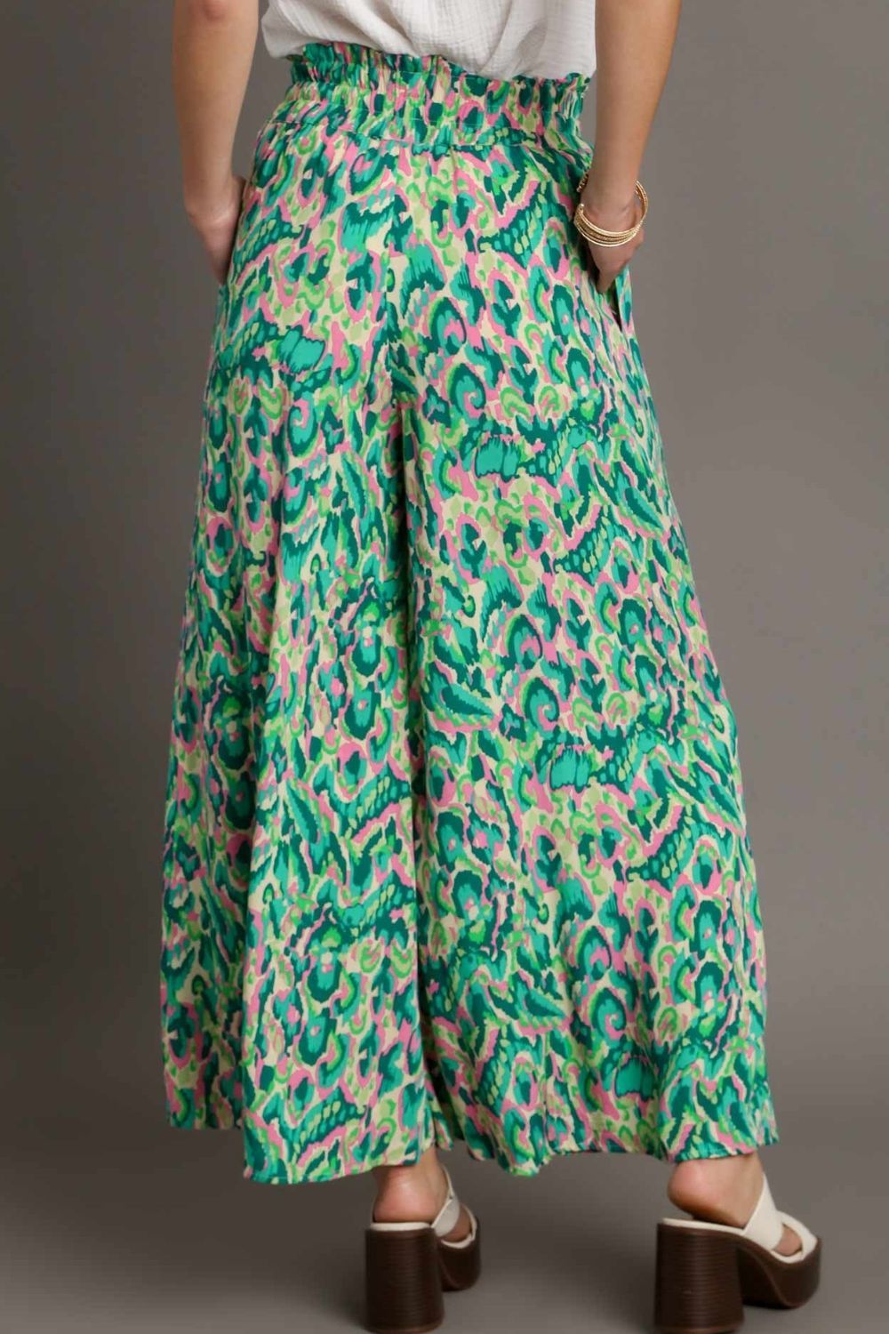 Umgee Full Size Mixed Print High Waist Wide Leg Pants Plus Size Item image 4