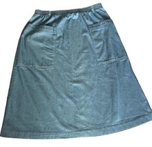 Vtg 80s 90s Y2K Alfred Dunner Skirt 18 Blue Chambray Pockets Elastic Wai... - $22.76