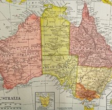 Australia Map Lithograph 1909 Hammond Oceania Tasmania Print LGADMap - £32.41 GBP