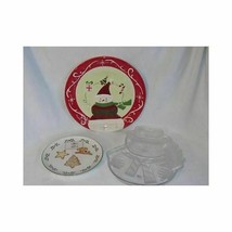 3 Vtg Snowman Christmas Plates Ganz Cookies for SANTA Zrike Portugal Mikasa - £23.35 GBP