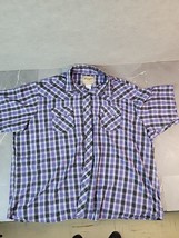 Wrangler Western Pearl Snap Shirt Men&#39;s Size 3XL Short Sleeve Blue Plaid - £13.17 GBP
