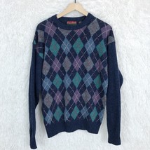 Jos A Bank Shetland Wool Argyle Sweater Blue Sportswear Vintage 90s Mens Medium - £23.49 GBP