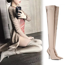 New Sexy Elastic Boots Women High Heels Thigh High Boots Women Pointed Toe Fashi - £97.00 GBP
