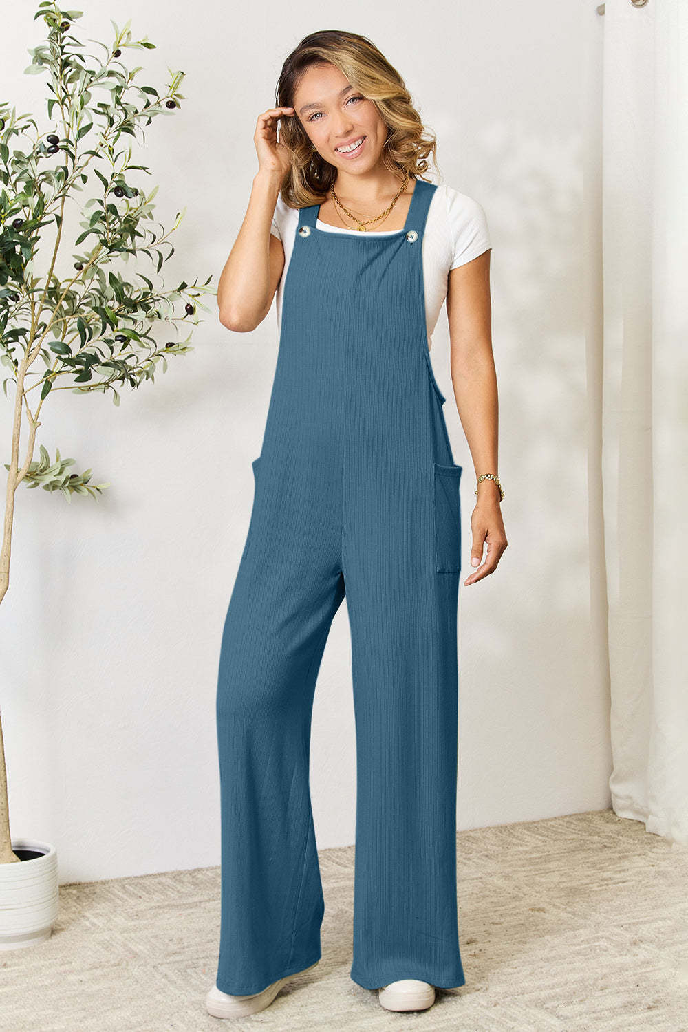 Double Take Full Size Wide Strap Overall with Pockets - $21.78