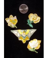 Floral &amp; Geometric Appliques~REAL VINTAGE~LIGHT YELLOW &amp; GOLD - $5.48 CAD