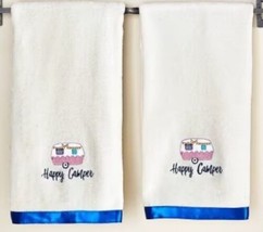 HAPPY CAMPER ~ 15&quot; x 25&quot; ~ 100% Cotton ~ Machine Washable ~ Hand Towels - £22.34 GBP