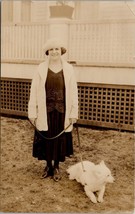 RPPC Pretty Lady with White Dog c1920s Postcard F22 - £7.95 GBP
