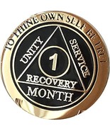 1 Month AA Medallion Elegant Black Gold and Silver Plated 30 Day Chip - £13.28 GBP