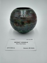 Studio Raku Pottery Vase by J. Berndt Signed On Bottom - £35.96 GBP