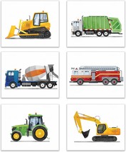 Construction Truck Wall Art Prints, Truck Wall Art Prints, Toddler, Set Of Six). - £23.52 GBP