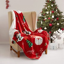 Christmas Sherpa Fleece Throw Blanket Super Soft Fluffy Printed Santa Claus - £33.04 GBP