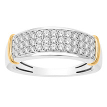 1.20CT Redondo Corte Diamante 14K Dos Tonos Oro Chapado 3 Fila Anillo de Boda - £155.42 GBP