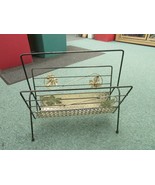 mid century magazine rack metal mesh leaves industrial vintage art black... - €61,23 EUR