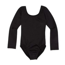 Childs Black Leotard Long Sleeve Scoop Neck Bodysuit Dance Performance M... - £8.68 GBP