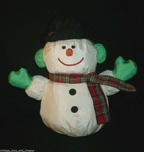 10&quot; Vintage 1993 Christmas Nylon Gibson White Snowman Stuffed Animal Plush Toy - £22.41 GBP