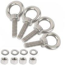 The Aivoof Stainless Steel Eye Bolts, 4 Pack M10 Shoulder Eye Bolt 3/8&quot; X 1.2&quot; - £31.95 GBP