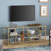 Deveraux Rectangular Tv Stand With Glass Shelves For Tv&#39;S Up To 65&quot; In B... - £190.59 GBP
