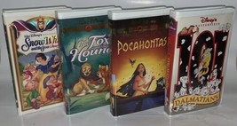 Lot Of 4 Disney Classic VHSs Snow White, The Fox And Hound, Pocahontas, 101 Dal  - £8.70 GBP