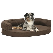 Ergonomic Dog Bed Mattress 75x53 cm Linen Look Brown - £27.40 GBP