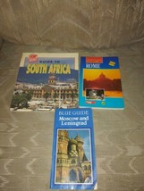 3 Travel Guide Book Paperback South Africa Rome Moscow Leningrad Blue Free Ship - £15.02 GBP