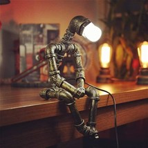 Steampunk Table Lamp, Creative Robot Style Table Lamp Retro Industrial Water Pip - £73.17 GBP
