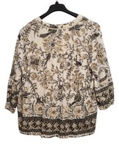 Chelsea Theodore Top Womens Plus Size 1x Floral Print V Neck Popover   - $16.83