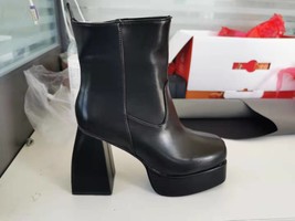 Women&#39;s Winter Footwear Boots Platform High Heels Booties Woman Heeled Ankle Bla - £40.29 GBP