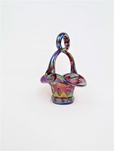 Fenton Red Carnival Art Glass Basket Diamond Pattern Marked with a Captial (F)Ha - £35.84 GBP