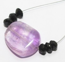 Natural Amethyst Black Spinel Beads Loose Gemstone 32.05 Cts (6mm To 22x18mm) - £5.38 GBP