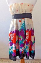 Charlotte Russe Juniors Dress Medium Floral Multicolor Strapless Empire Waist - £11.66 GBP