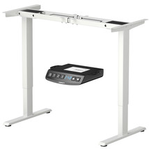 Costway Electric Adjustable Standing up Desk Frame Dual Motor w/Controller White - £236.93 GBP