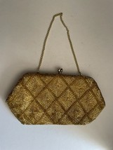 Bags By Donna John Wind Imports Gold Beaded Evening Bag Purse Handbag Vi... - $40.00
